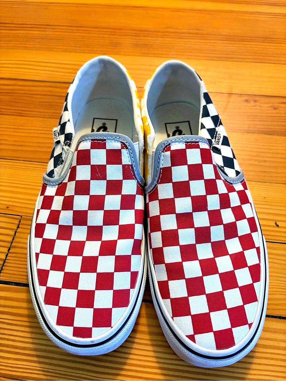 Vans Classic Slip-On Checkered Sneakers Red & White US 6.5